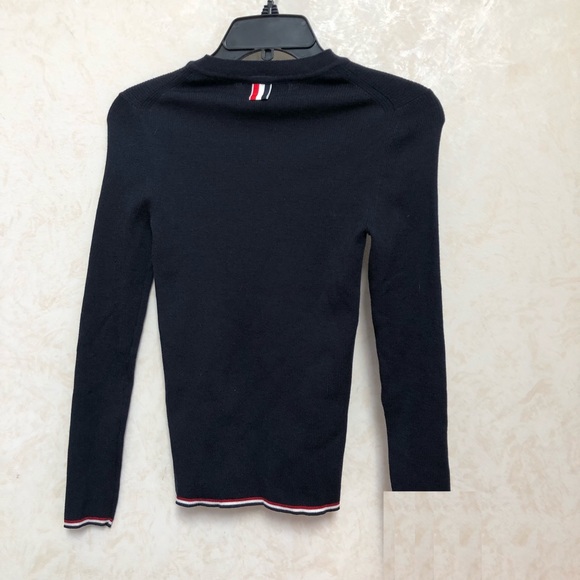 $850 Thom browne ribbed wool blend sweater with Web trim size 36 - Picture 9 of 9
